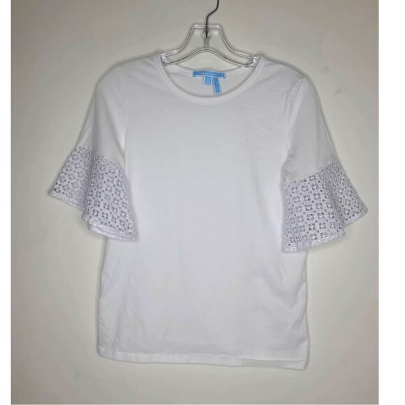Draper James white short sleeve blouse with eyelet bell sleeves - XS - Picture 1 of 3
